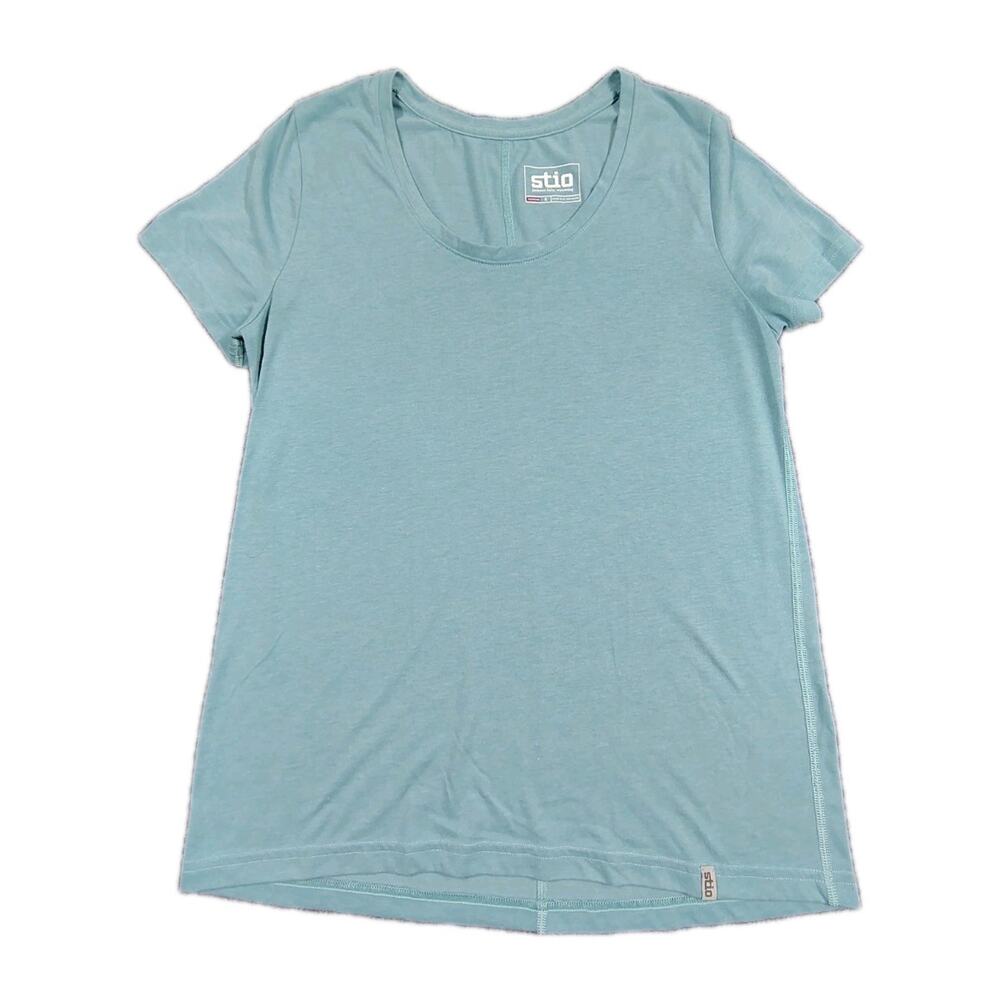 Stio Shirt Women's Small Blue Scoop Neck Tee Lightweight Slub Stretch Outdoor